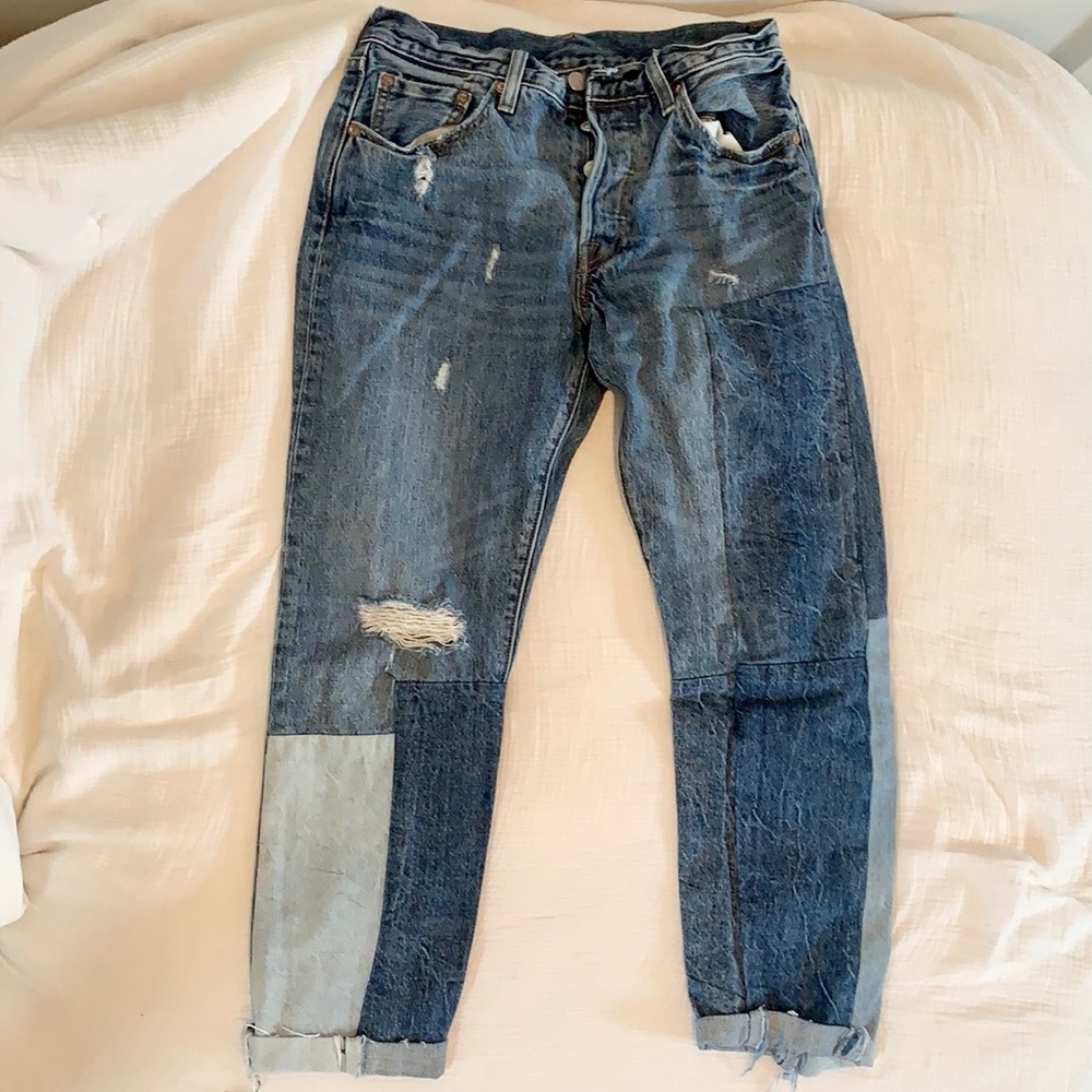 Levi’s Mid-Rise 501 Patchwork Jeans